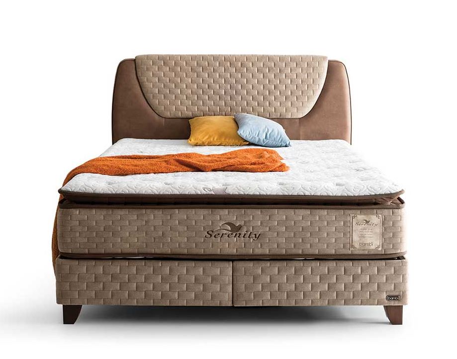 Тапицирано легло «Serenity» + Матрак и табла - с място за съхранение, повдигащ механизъм, система за безшумно затваряне