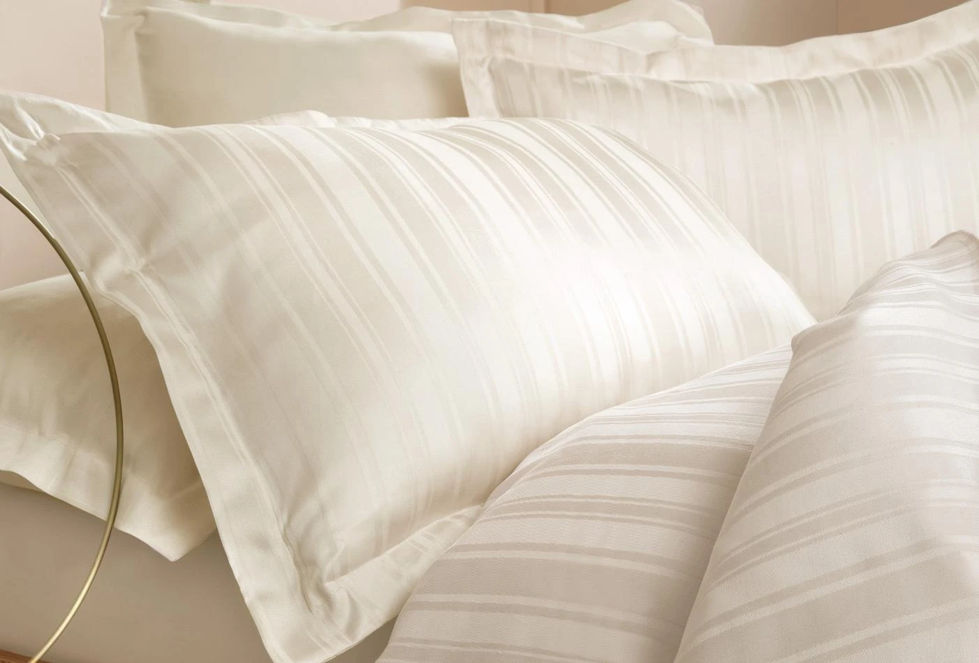 Двоен спален комплект «Shelly Beige» - 4 части, памучен сатен, бамбук