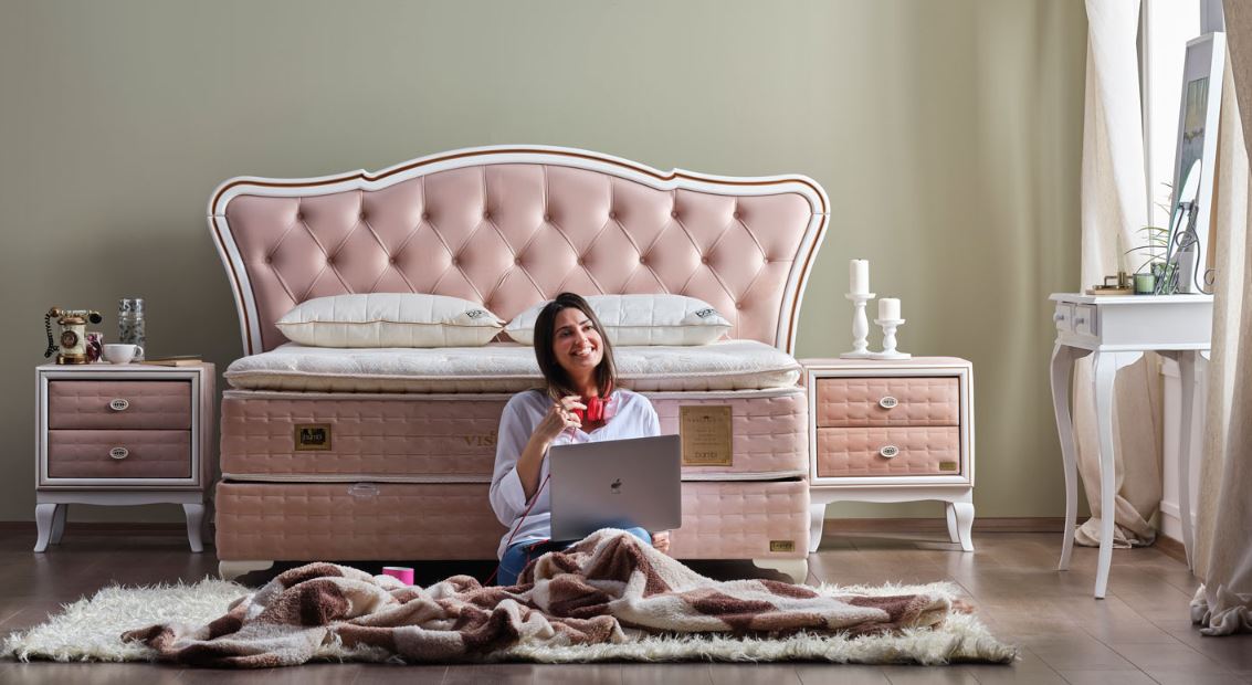 Тапицирано легло «Viscolux» + Матрак и табла - с място за съхранение, матрак с нанотехнология и термо свързани влакна