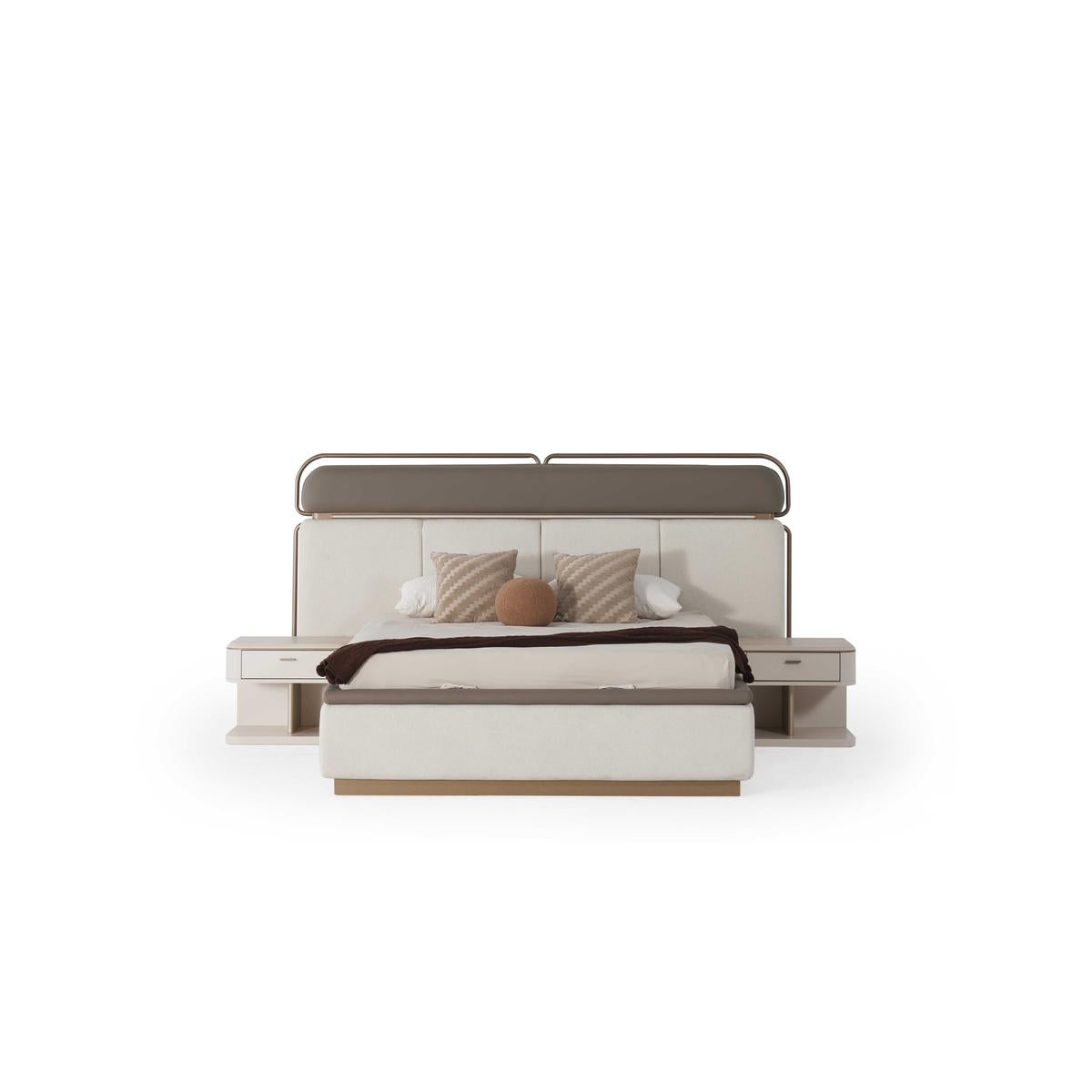 Тапицирано легло «Loft» с място за съхранение, LED осветление