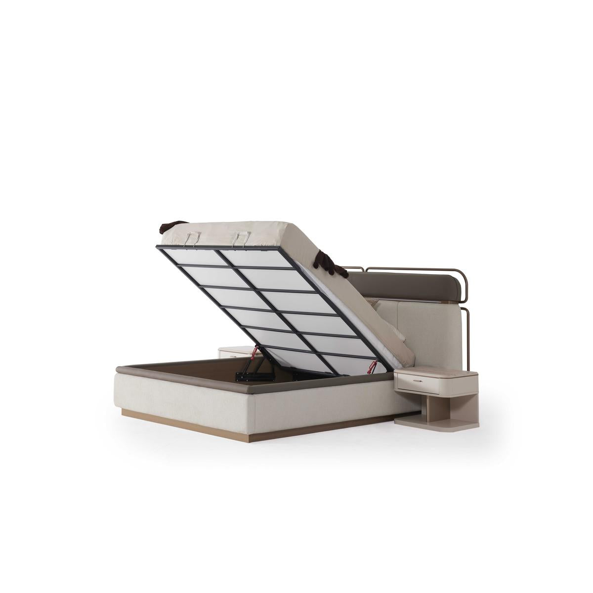 Тапицирано легло «Loft» с място за съхранение, LED осветление