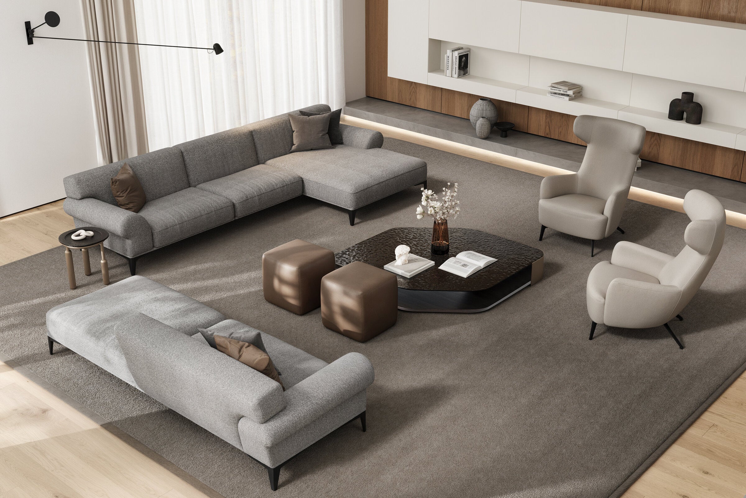 Ъглов диван «Valencia» - Опция 4, с декоративни възглавници, ширина 340см