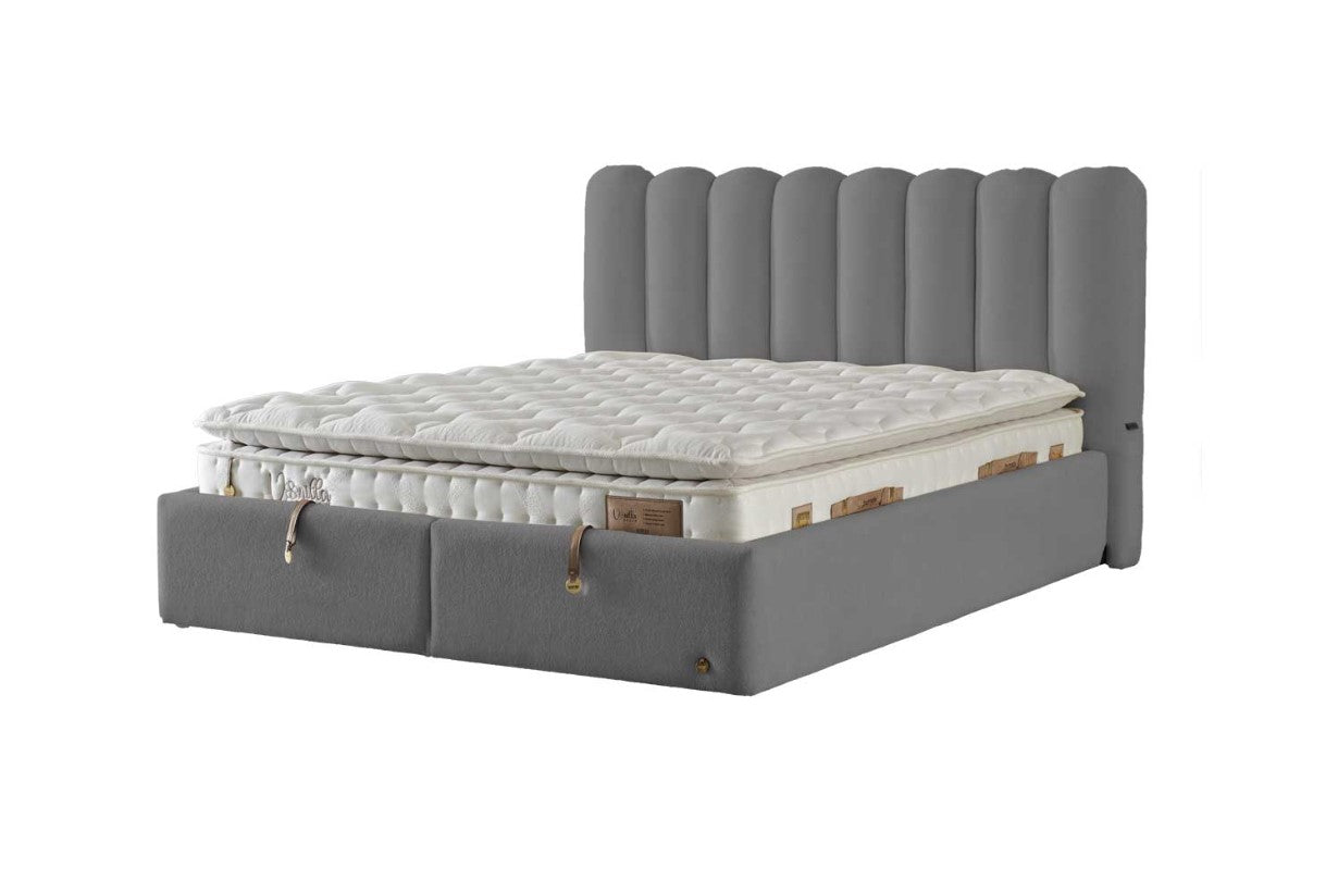 Тапицирано легло «Vanilla Dream Soft» + Матрак и табла - с място за съхранение, матрак с естествен памук