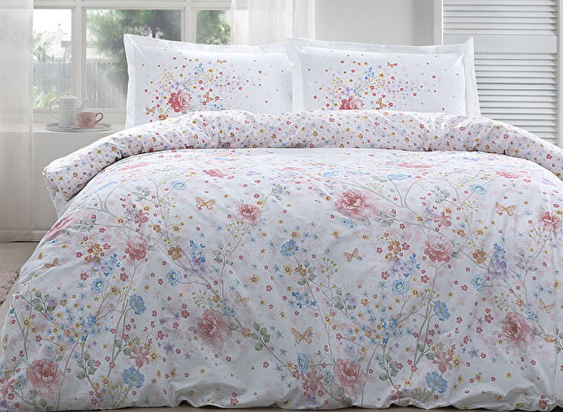 Двоен спален комплект «Visterya White» - 4 части, ранфорс