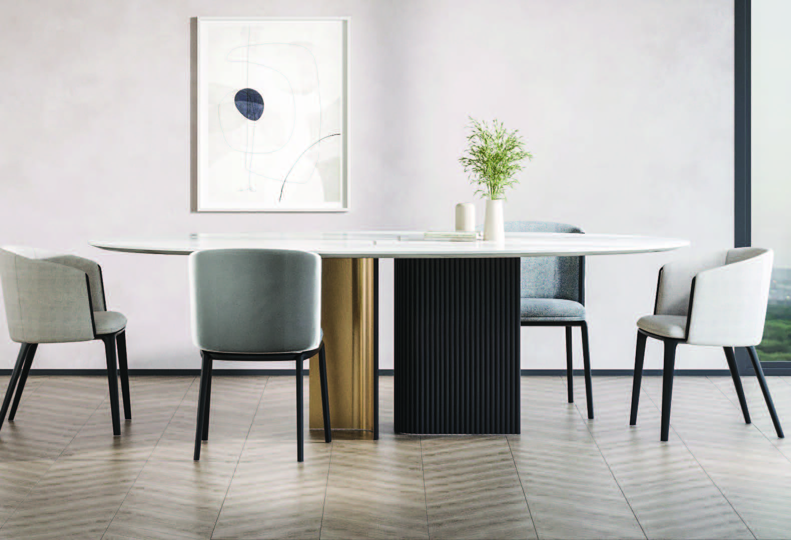 Трапезна маса «Nagoya» + керамичен плот, размер 240х77х116см