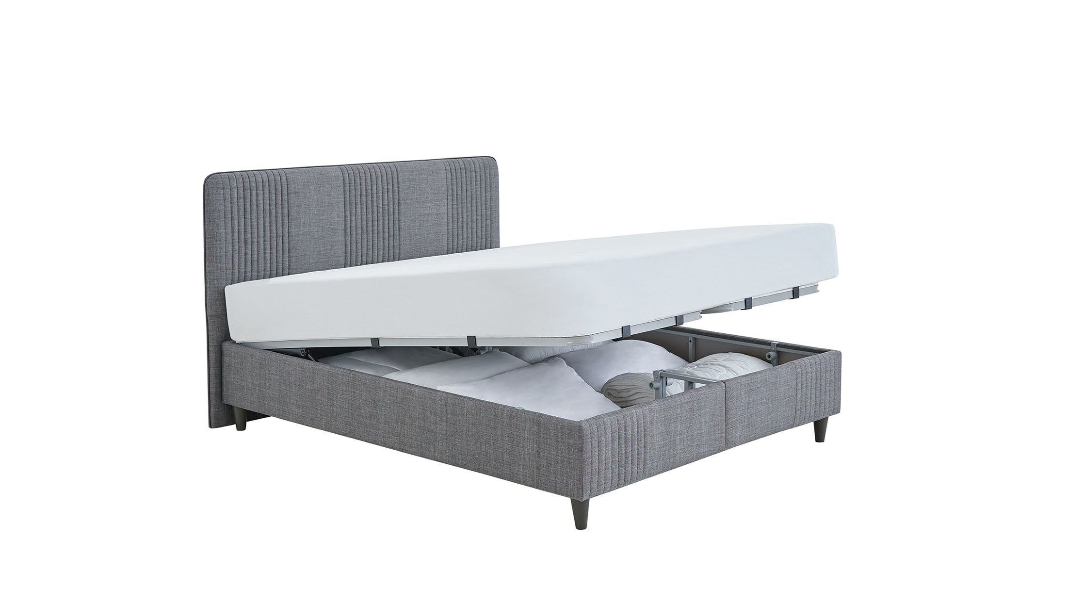 Тапицирана основа за легло «Wool Sense» с място за съхранение, повдигащ механизъм, система за безшумно затваряне