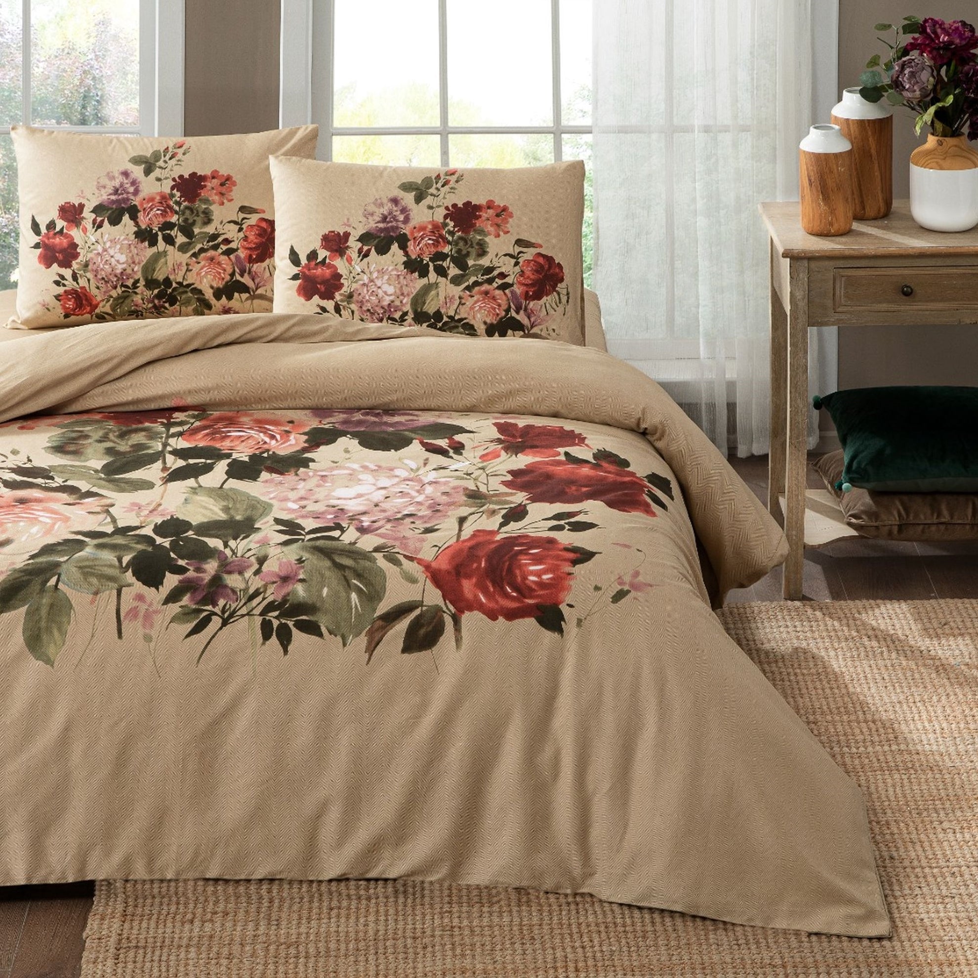 Двоен спален комплект «Allday Carlin Kirmizi» - 6 части, ранфорс