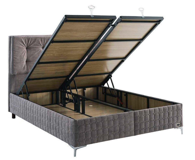 Тапицирана основа за легло «Sleepure» с място за съхранение, повдигащ механизъм, система за безшумно затваряне