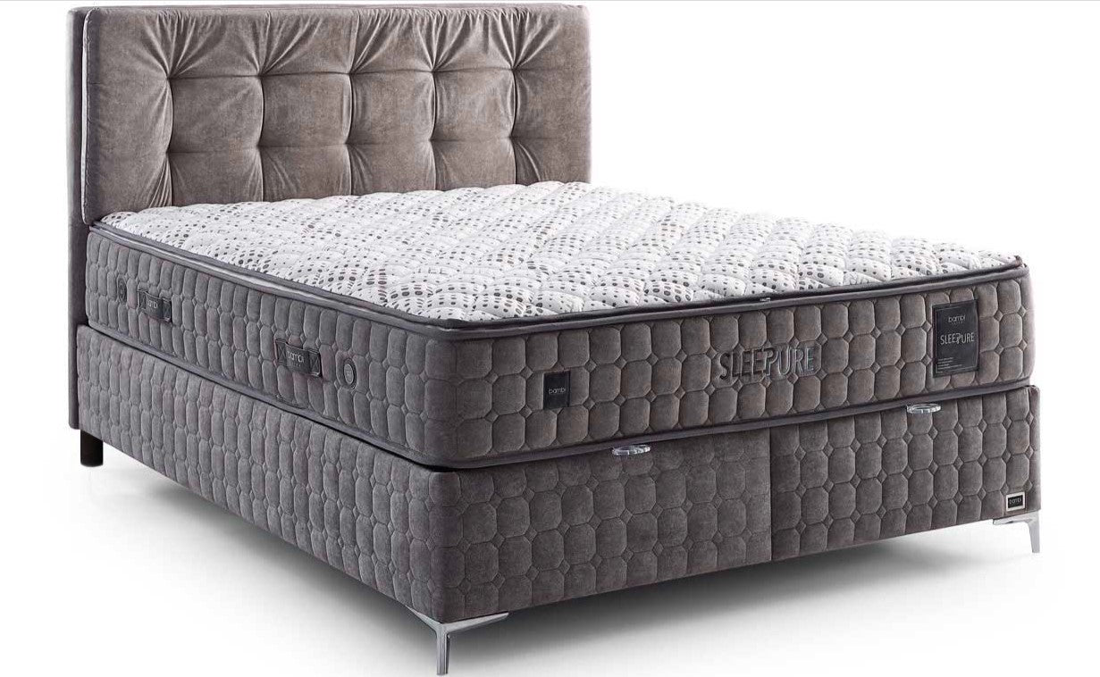 Тапицирана основа за легло «Sleepure» с място за съхранение, повдигащ механизъм, система за безшумно затваряне