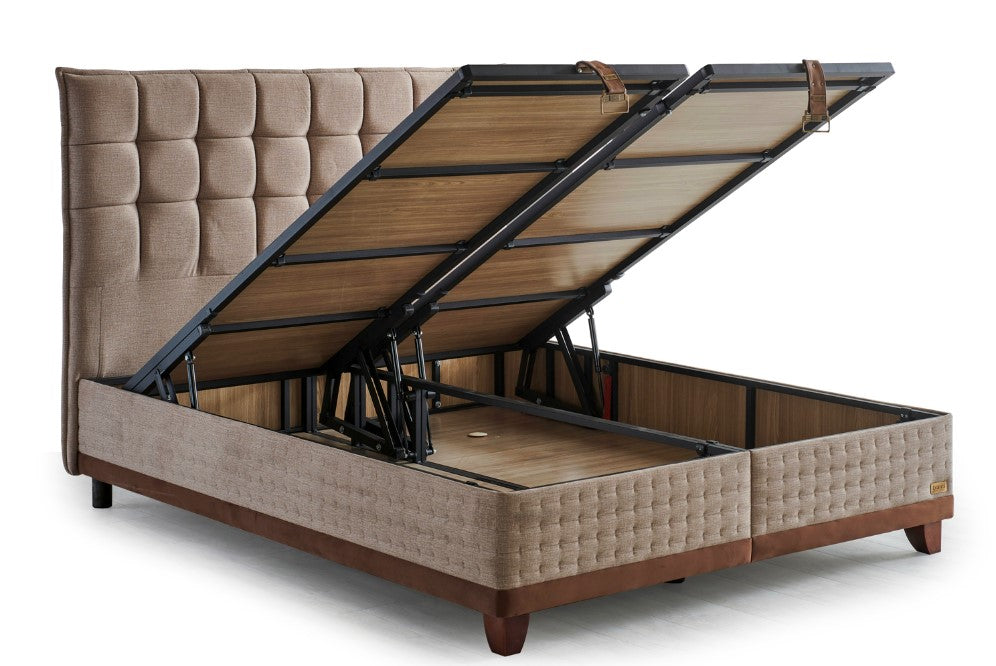 Тапицирана основа за легло «Cotton Master» с място за съхранение, повдигащ механизъм, система за безшумно затваряне