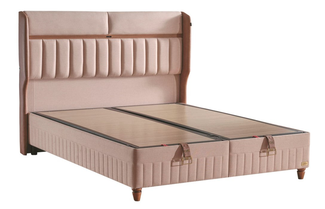 Тапицирана основа за легло «Biosalt» с място за съхранение, повдигащ механизъм, система за безшумно затваряне