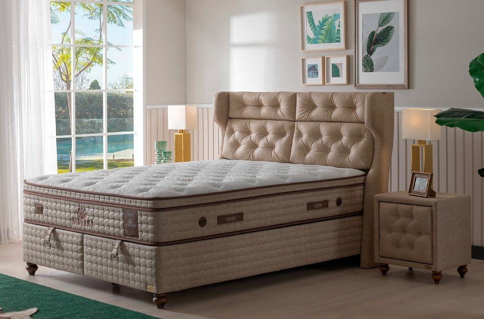 Тапицирана основа за легло «Nirvana» с място за съхранение, повдигащ механизъм, система за безшумно затваряне