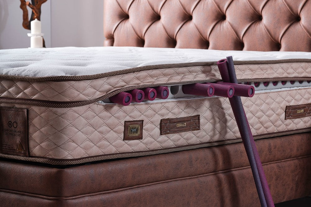 Тапицирано легло «Comfizone» + Матрак и табла - с място за съхранение, матрак с регулируема твърдост