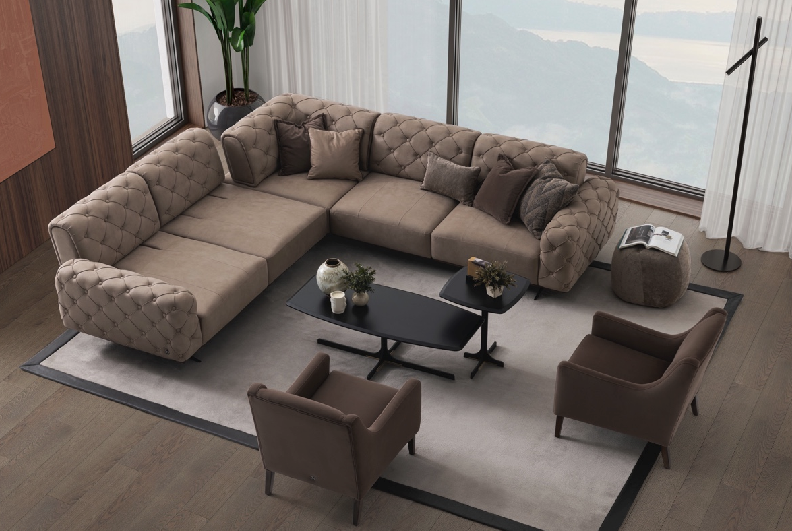 Ъглов разтегателен диван «Dallas Relax» - Опция 10, с декоративни възглавници, ширина 298см