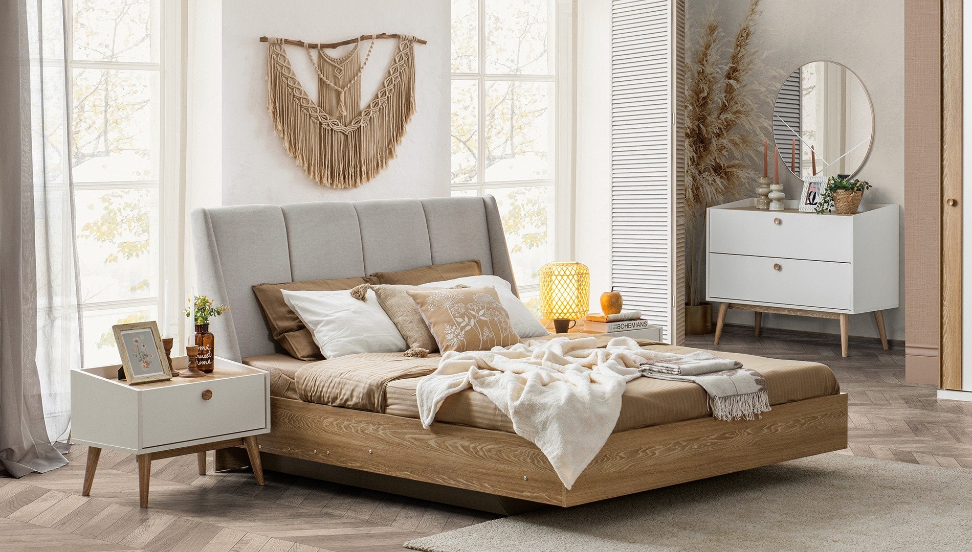 Нощно шкафче «Bohem» + чекмедже, размер 63х50х45см