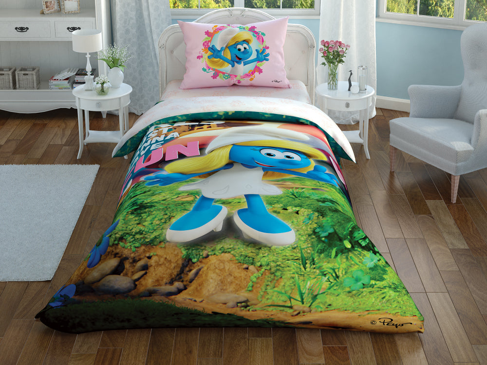 Детски спален комплект «Sirine Funny Girl» - 3 части, памук, ранфорс, чаршаф с ластик