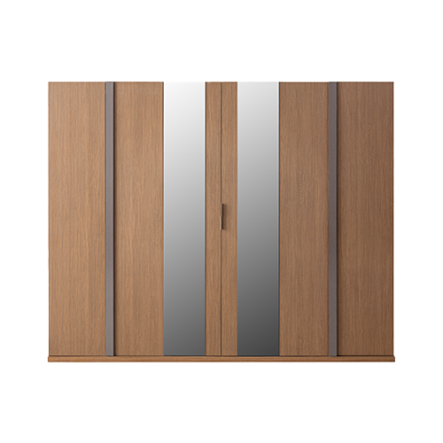Гардероб «Wood» с огледална врата, лост за закачалки, рафтове, ширина 269см