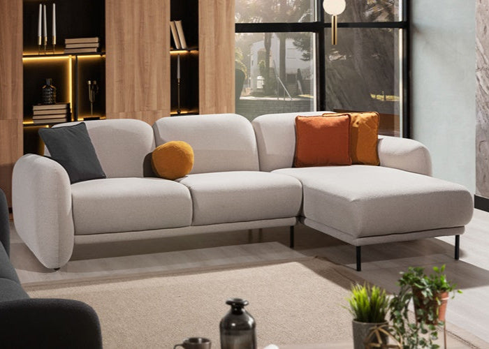 Ъглов диван «Puffy» + декоративни възглавници, ширина 275см