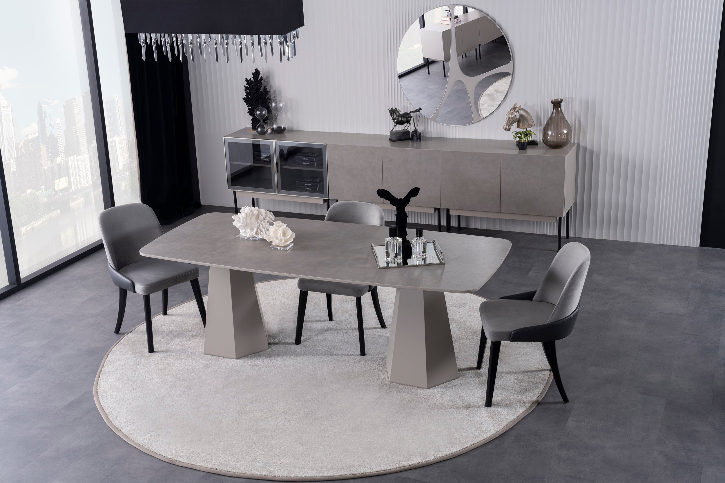 Трапезна маса «Puzzle Ellips» с керамичен плот, размер 226х78х100см