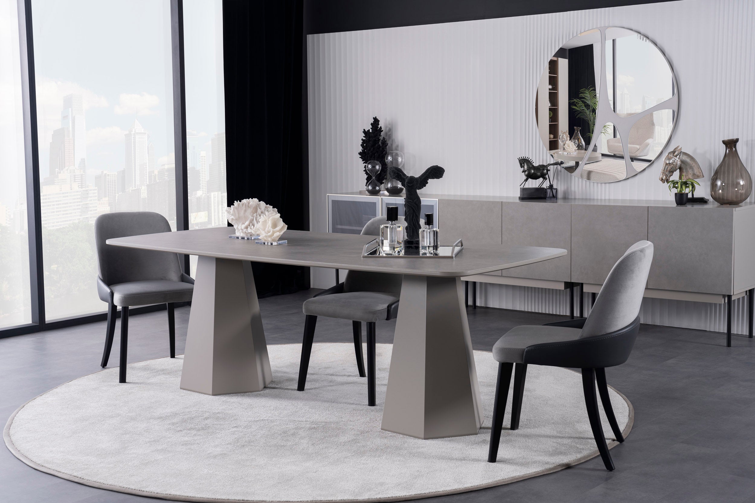 Трапезна маса «Puzzle Ellips» с керамичен плот, размер 226х78х100см