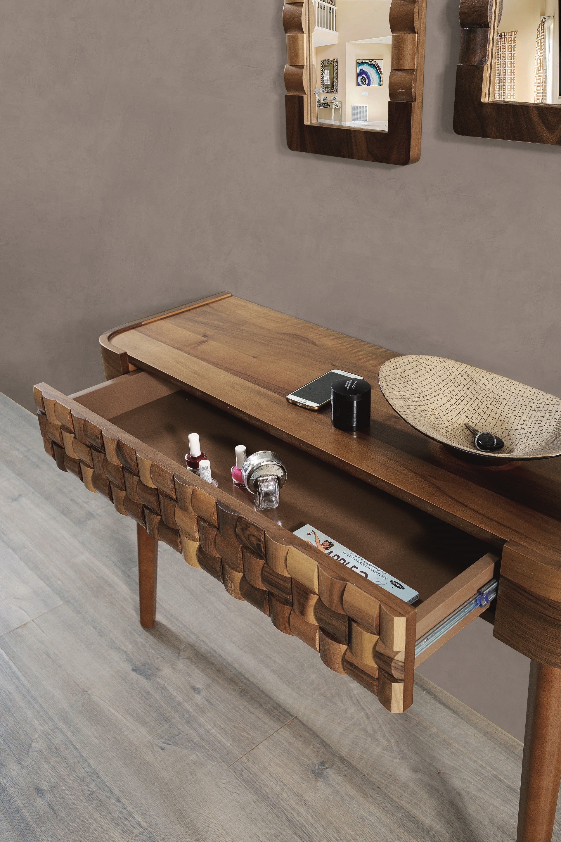 Тоалетка «MA 109» + огледало и чекмедже, с естествен фурнир, размер 110х80х38см