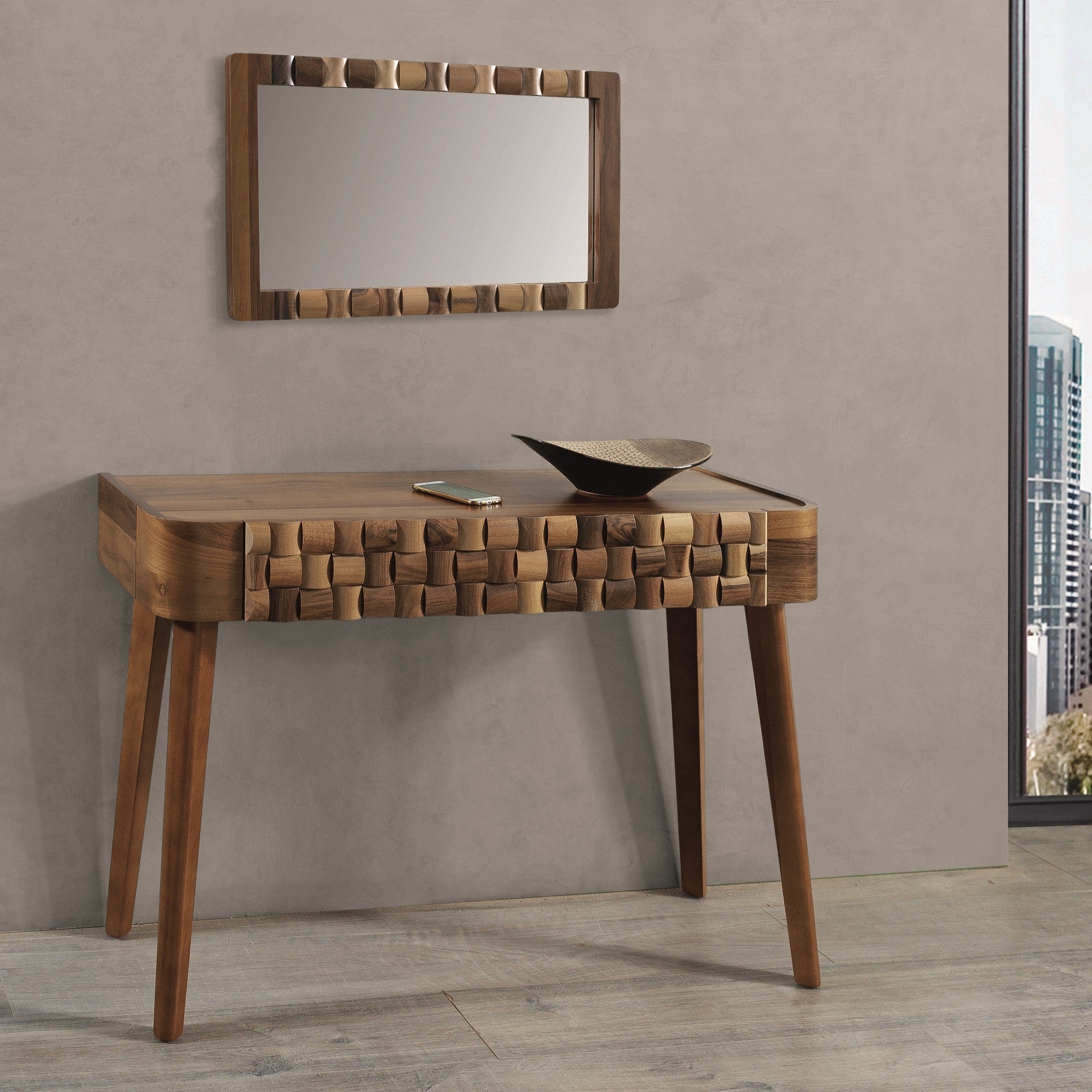 Тоалетка «MA 110» + огледало и чекмедже, с естествен фурнир, размер 110х80х38см