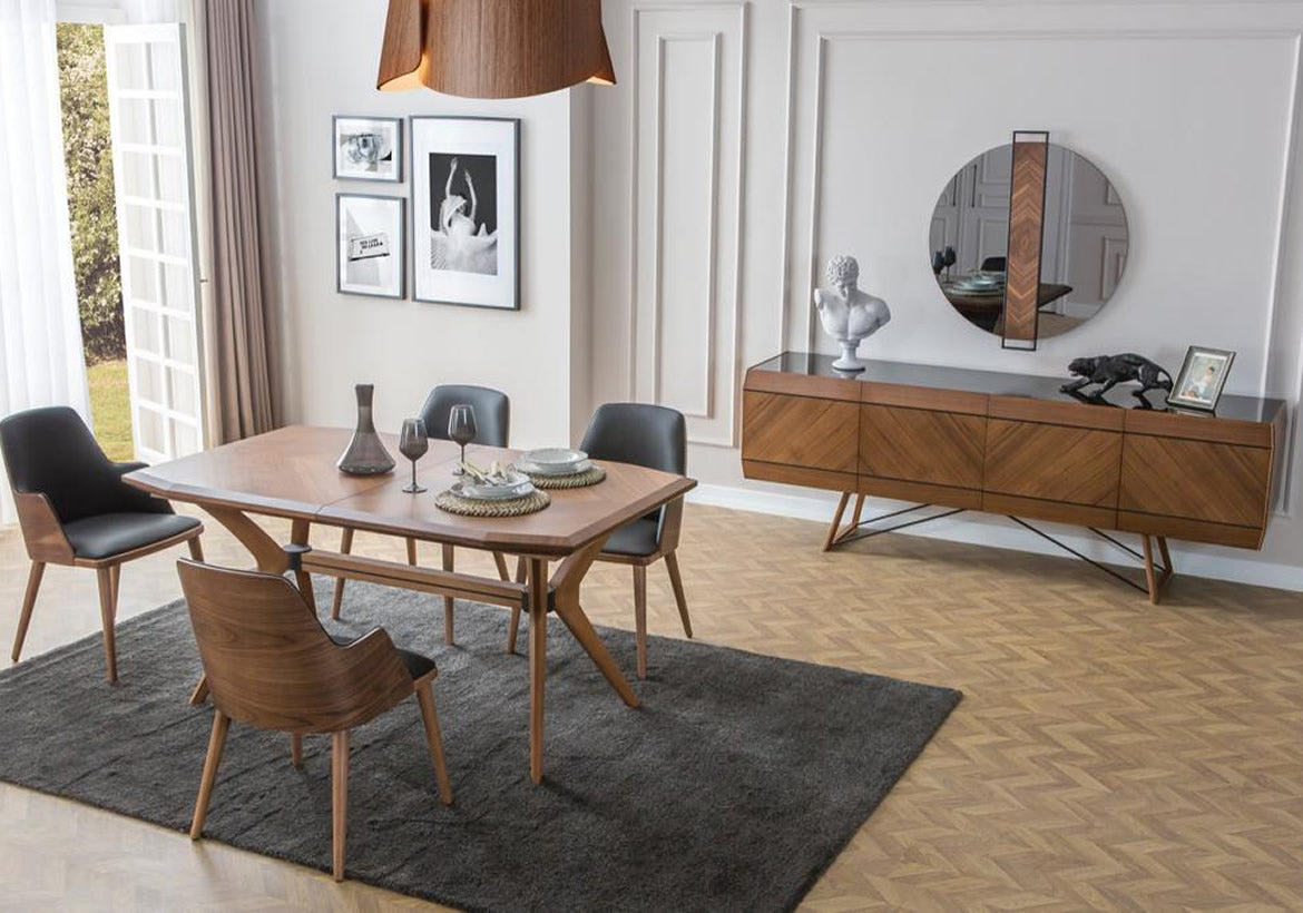 Бюфет «Aden» + огледало, с естествен фурнир, размер 215х80х45см