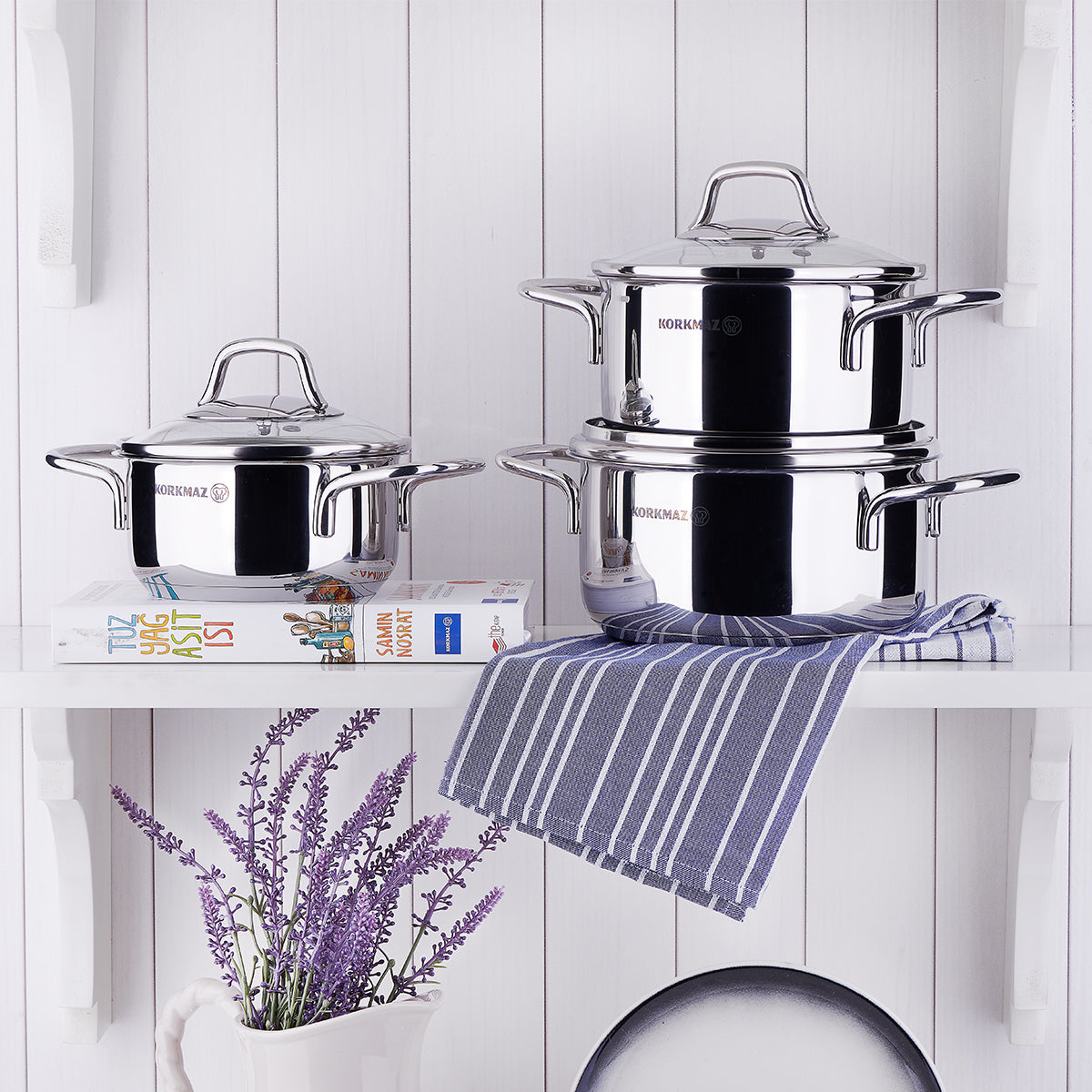 Комплект съдове за готвене «Perla A1650» - 6 части, индукция, неръждаема стомана