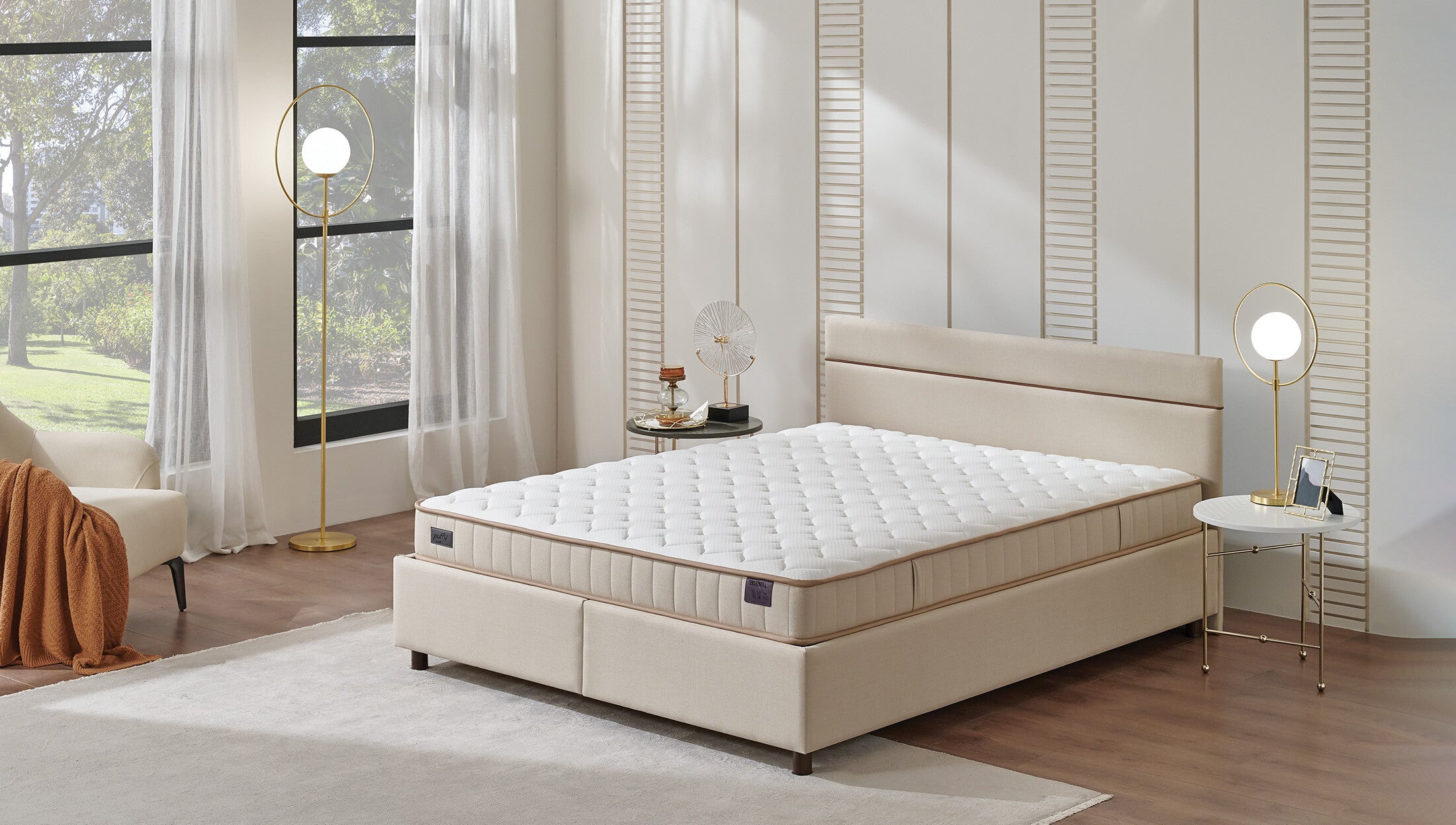 Тапицирано легло «Ergowell Lipa» + Матрак и табла - с място за съхранение, матрак с алое вера