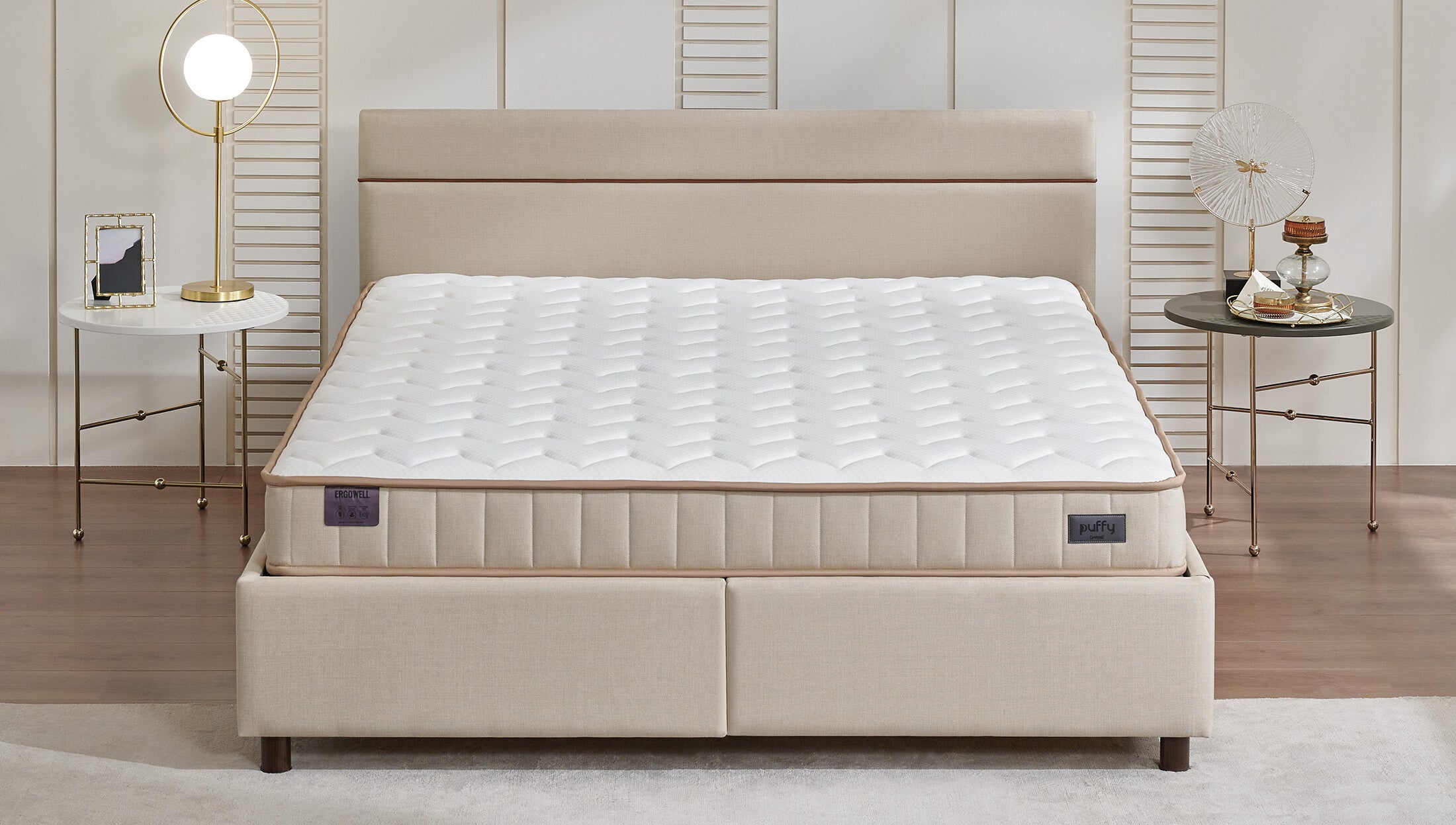 Тапицирано легло «Ergowell Lipa» + Матрак и табла - с място за съхранение, матрак с алое вера