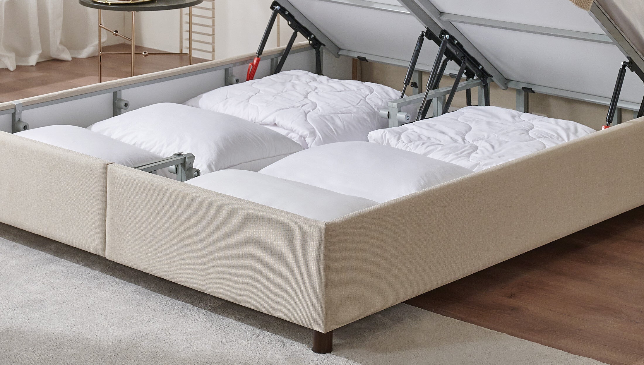 Тапицирано легло «Ergowell Lipa» + Матрак и табла - с място за съхранение, матрак с алое вера