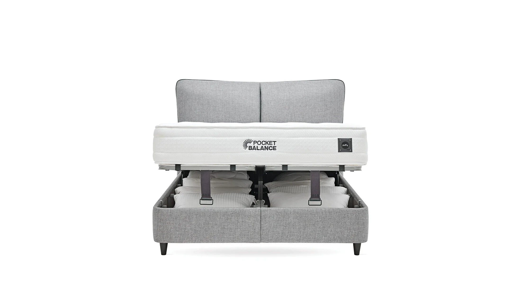 Тапицирано легло «Pocket Balance» + Матрак и табла - с място за съхранение, матрак с пробиотици и влакна Tencel