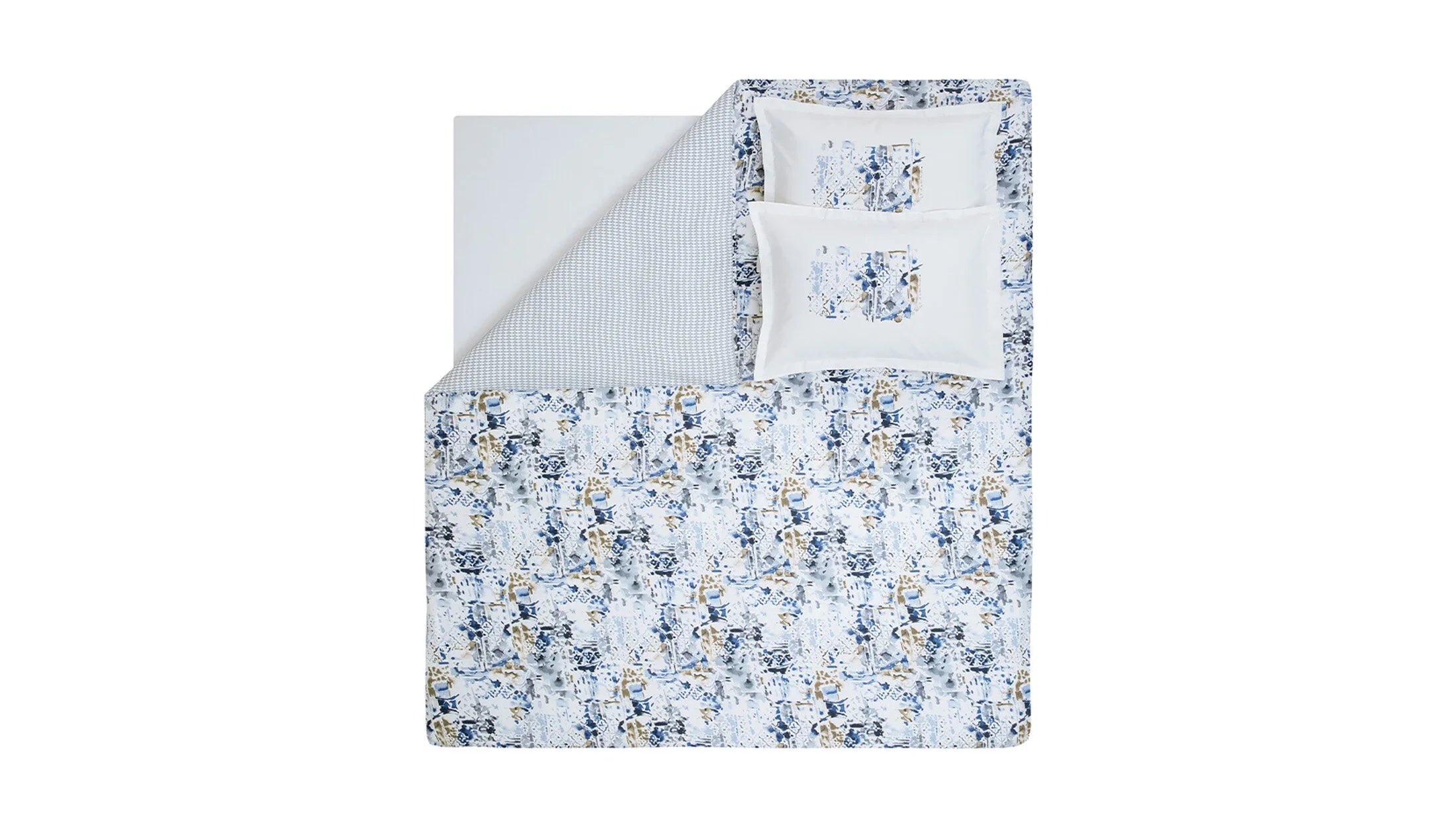 Двоен спален комплект «Marlen - Blue» - 4 части, памучен сатен