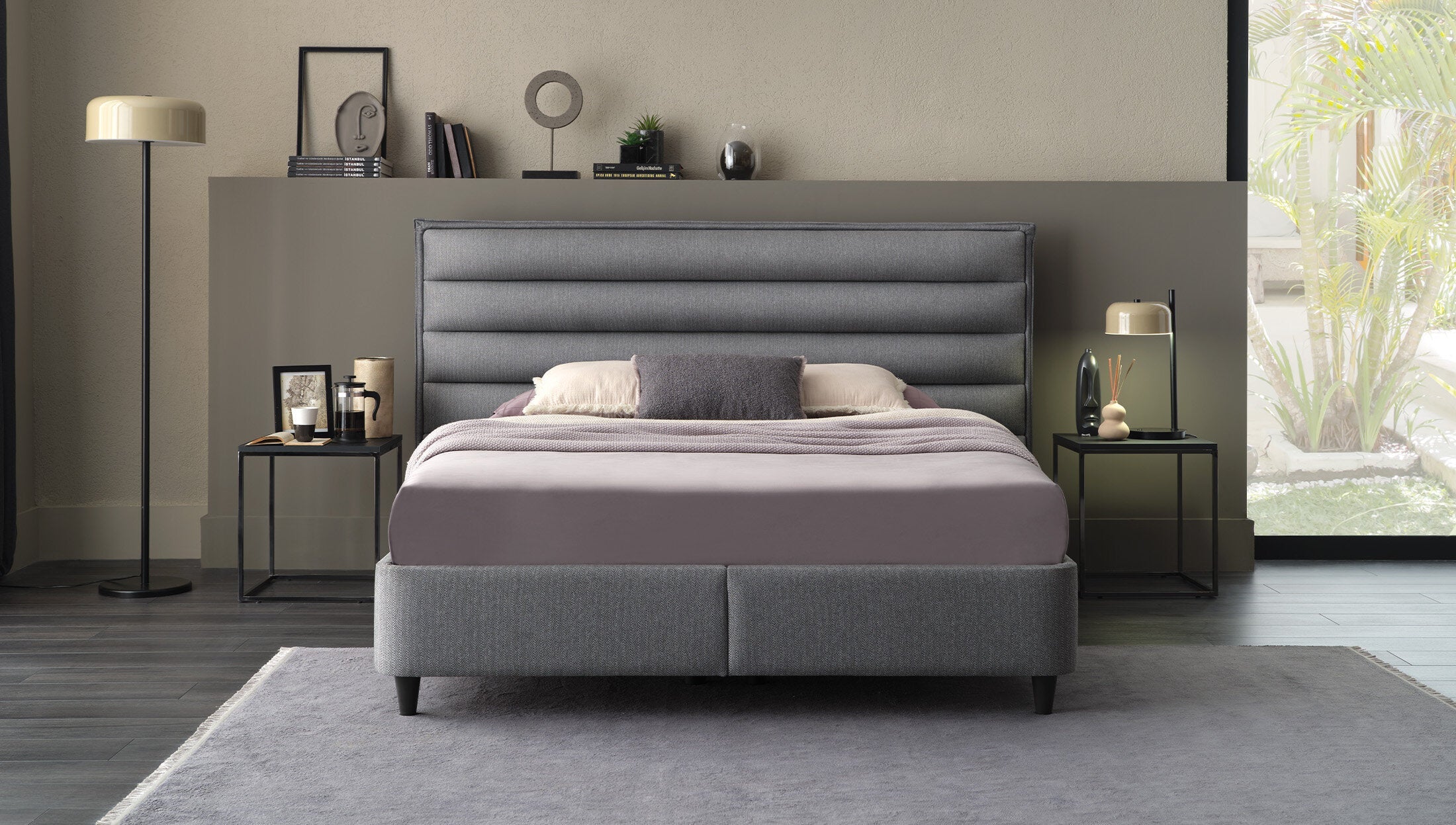 Тапицирано легло «Canto» + Матрак «Cool & Wool» + табла «Cool & Wool» с място за съхранение, матрак с лятна и зимна страна, с технология Copper Cool