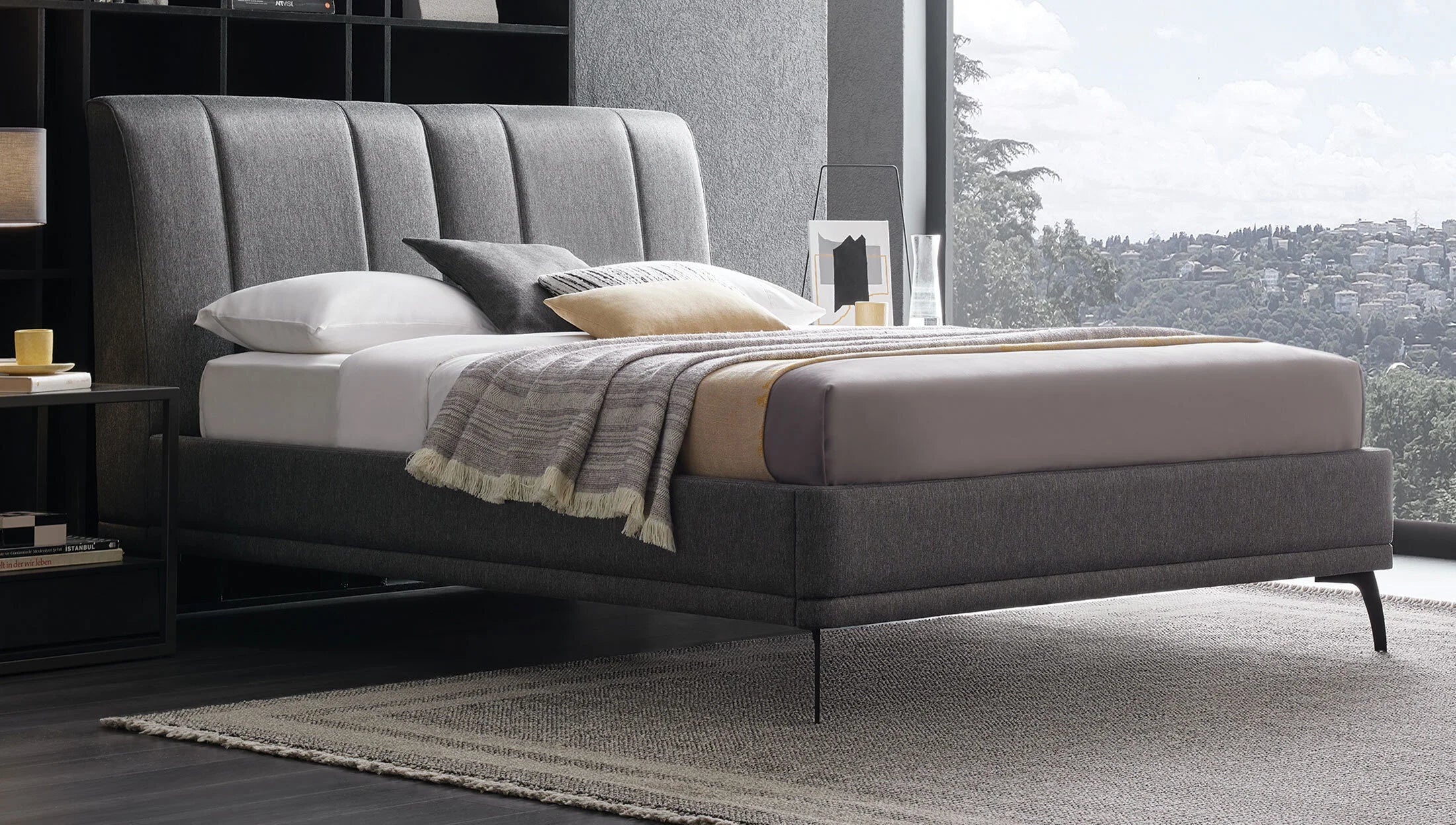 Тапицирана табла за легло «Black Ice»