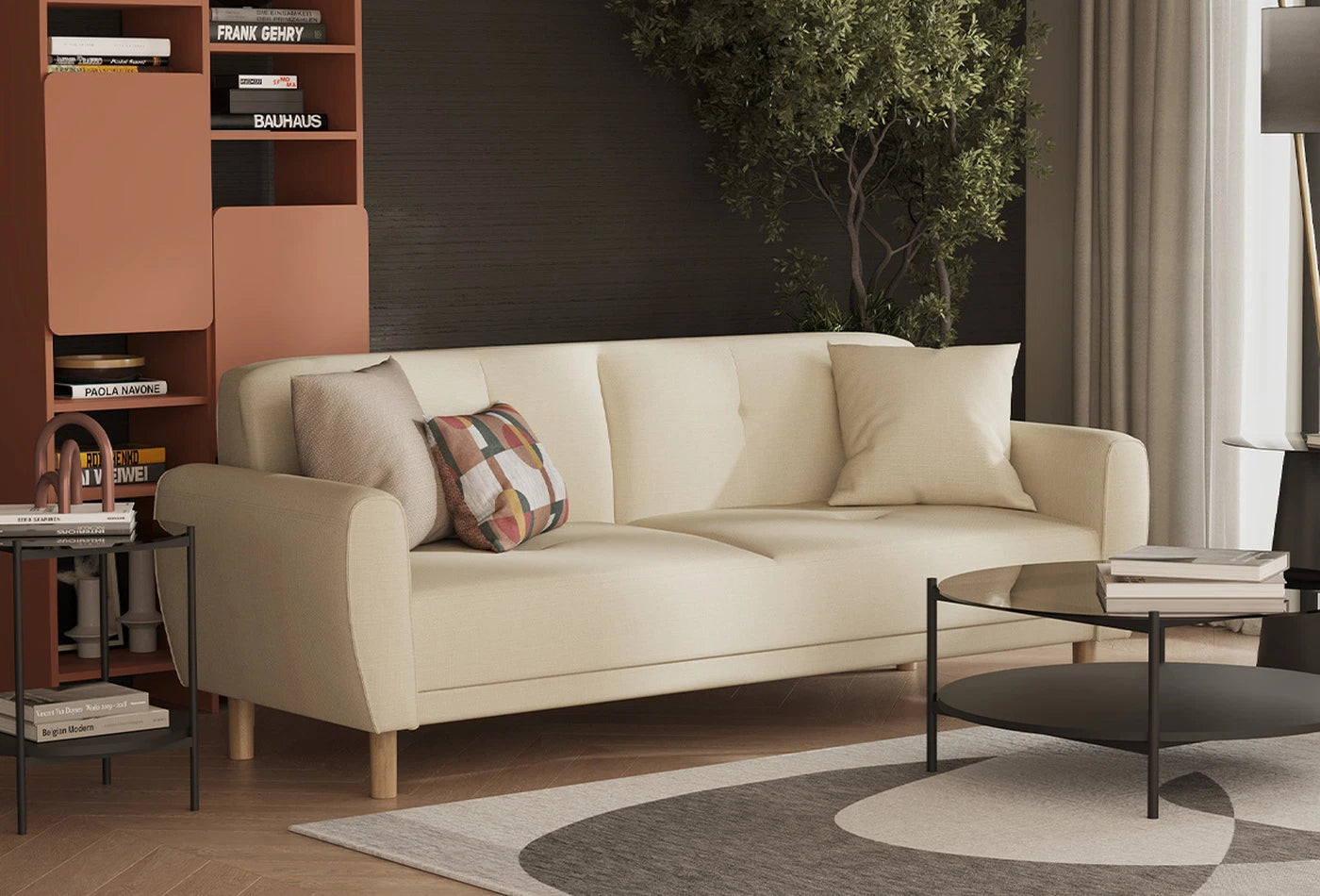 Двуместен разтегателен диван «Aldea» + 3 декоративни възглавници, ширина 188см