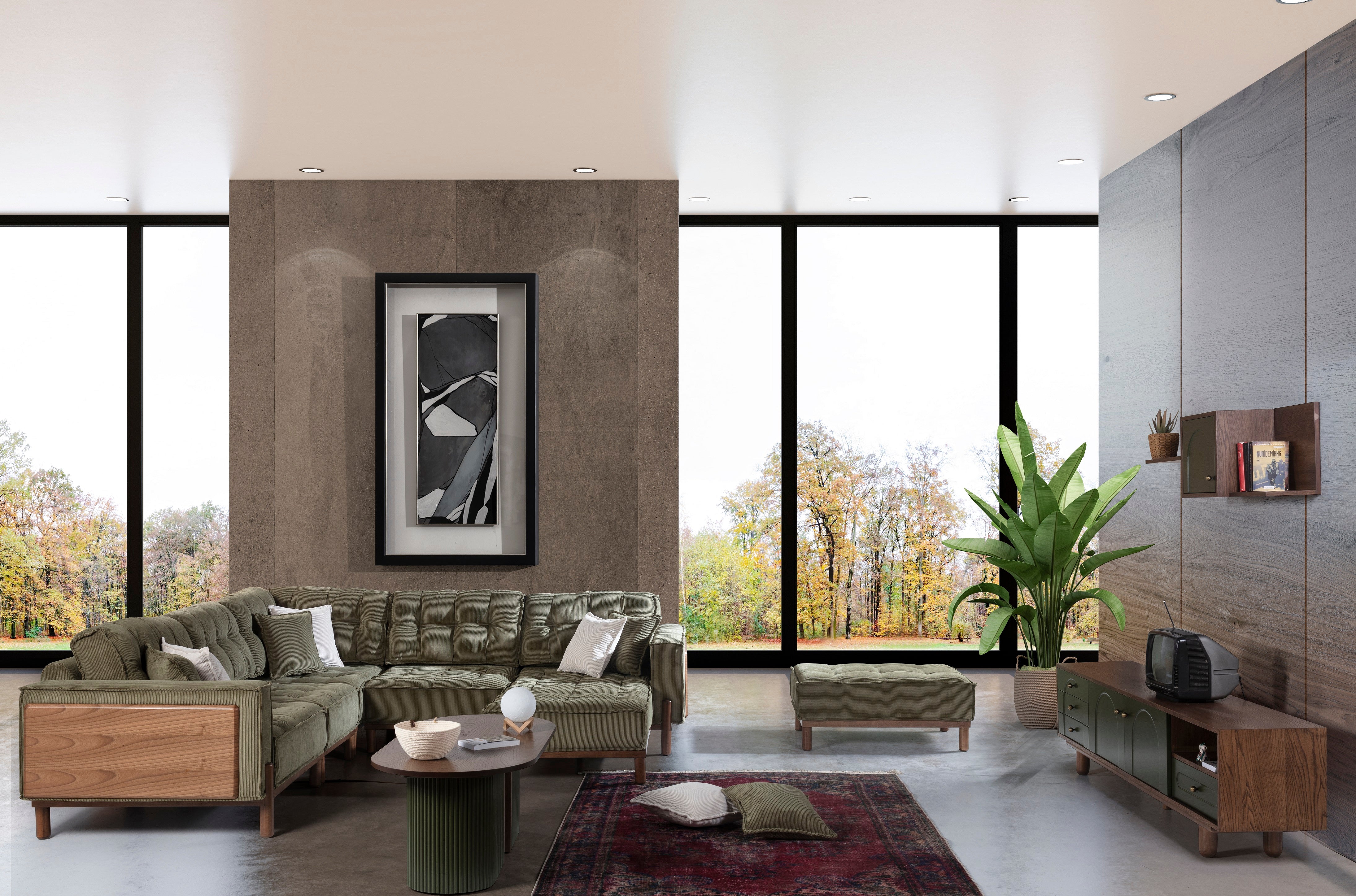 Модулен диван «Pamukkale» + декоративни възглавници, лежанка, 6 модула