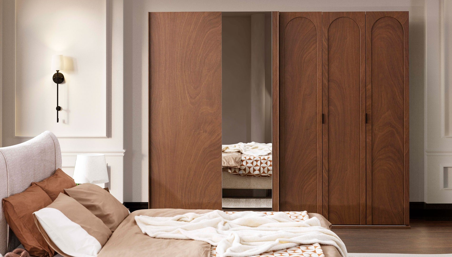 Гардероб с плъзгащи врати «Malaga» с огледална врата, ширина 260см