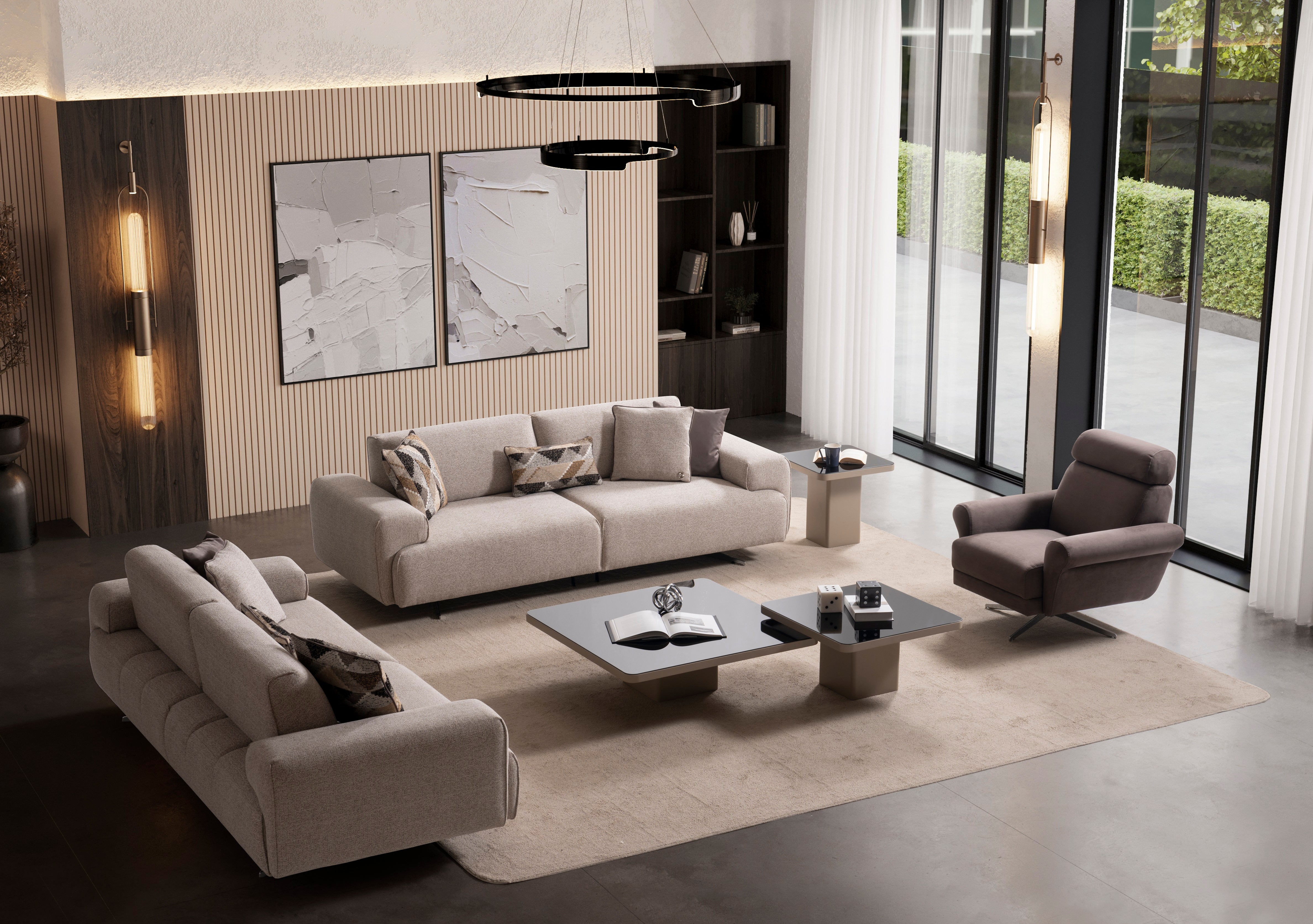 Триместен разтегателен диван «Arden» + декоративни възглавници, ширина 245см