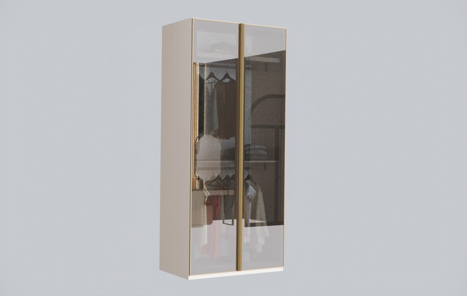 Модулен гардероб «Kapadokya» - 4 модула, с осветление, стъклени врати