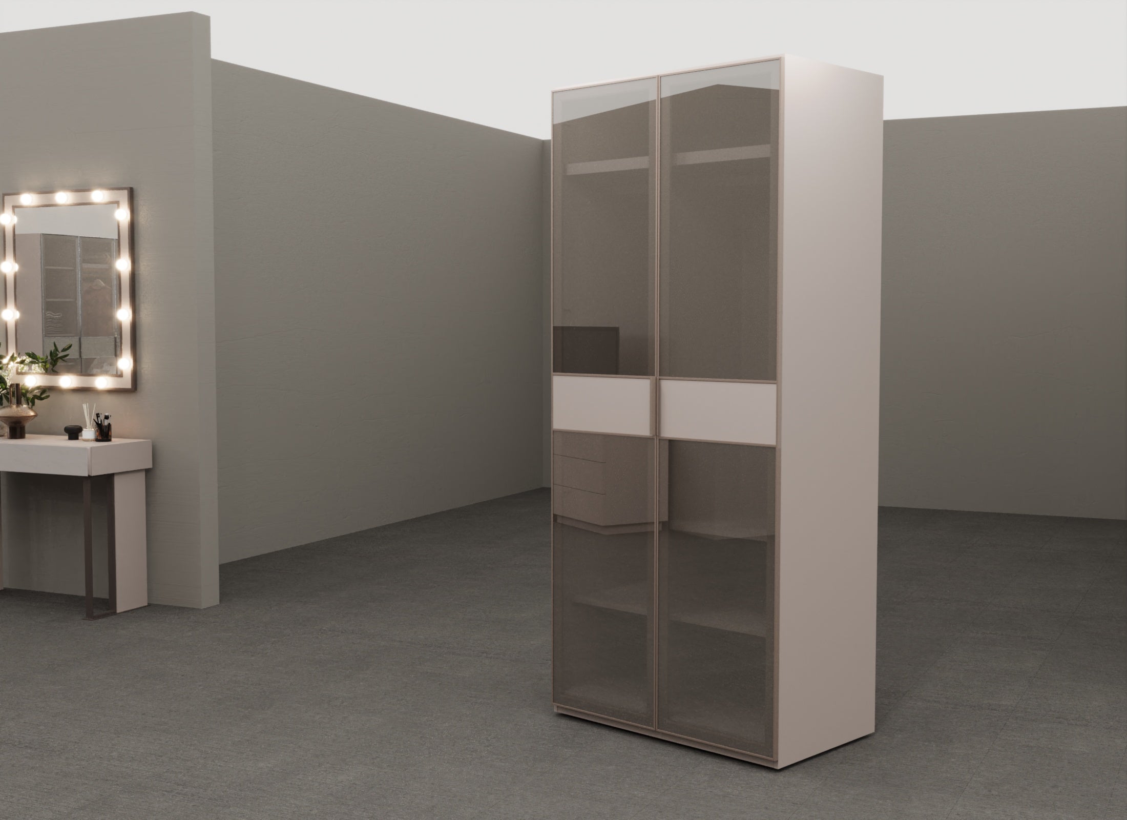 Модулен гардероб «Kasmir» - 5 модула, с осветление, стъклени врати