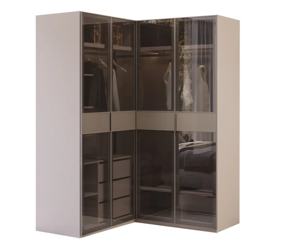 Модулен гардероб «Dolunay» - 4 модула, с осветление, стъклени врати
