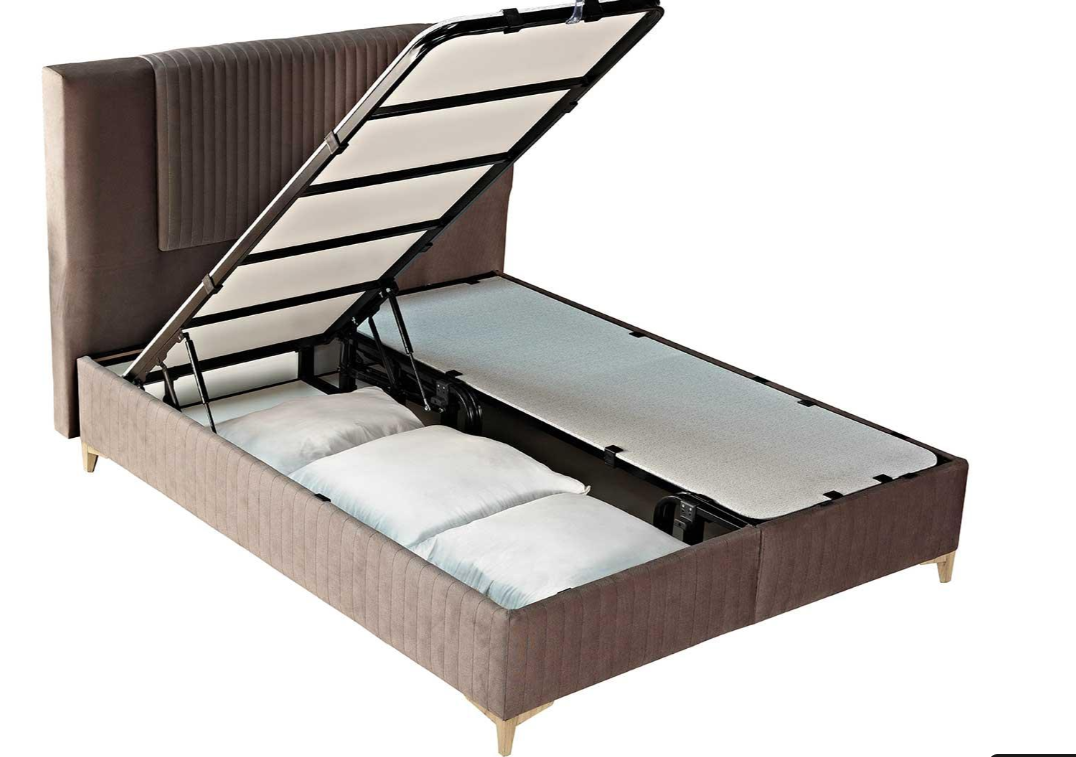 Тапицирано легло «Moonlight» + Матрак и табла - с място за съхранение, повдигащ механизъм, система за безшумно затваряне