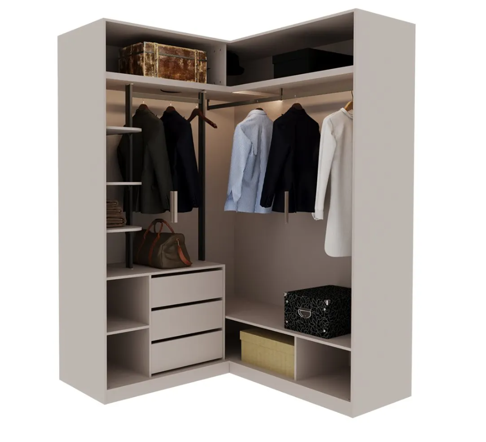 Модулен гардероб «Dolunay» - 4 модула, с осветление, стъклени врати