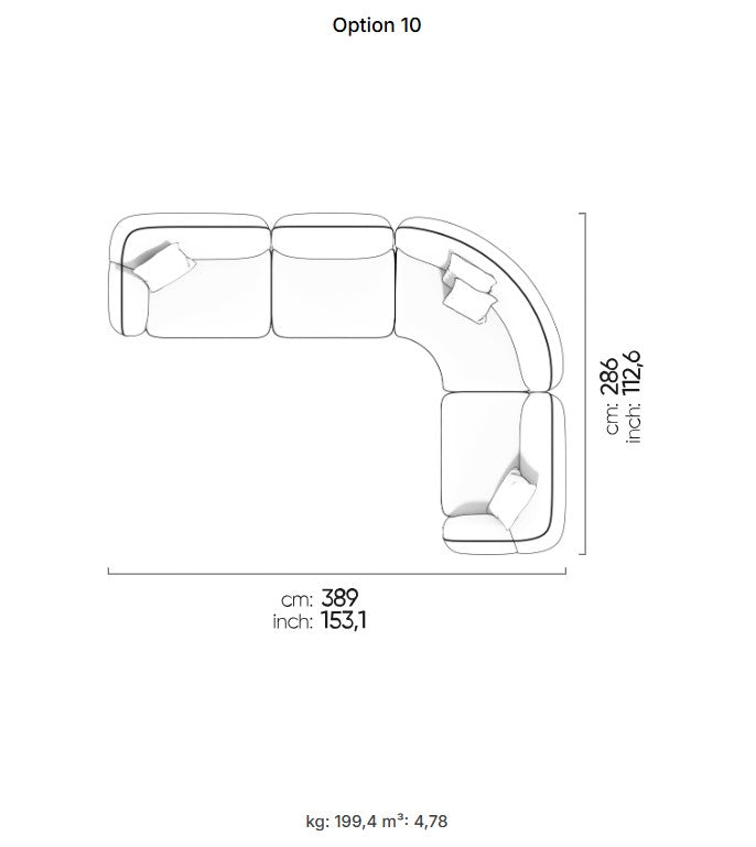 30 готови конфигурации на модулен диван «Icona» + конзолна масичка, лежанка