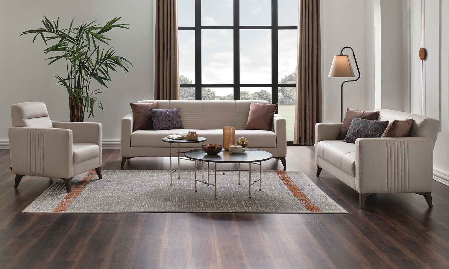 Tриместен разтегателен диван «Nola» + 3 декоративни възглавници, ширина 209см