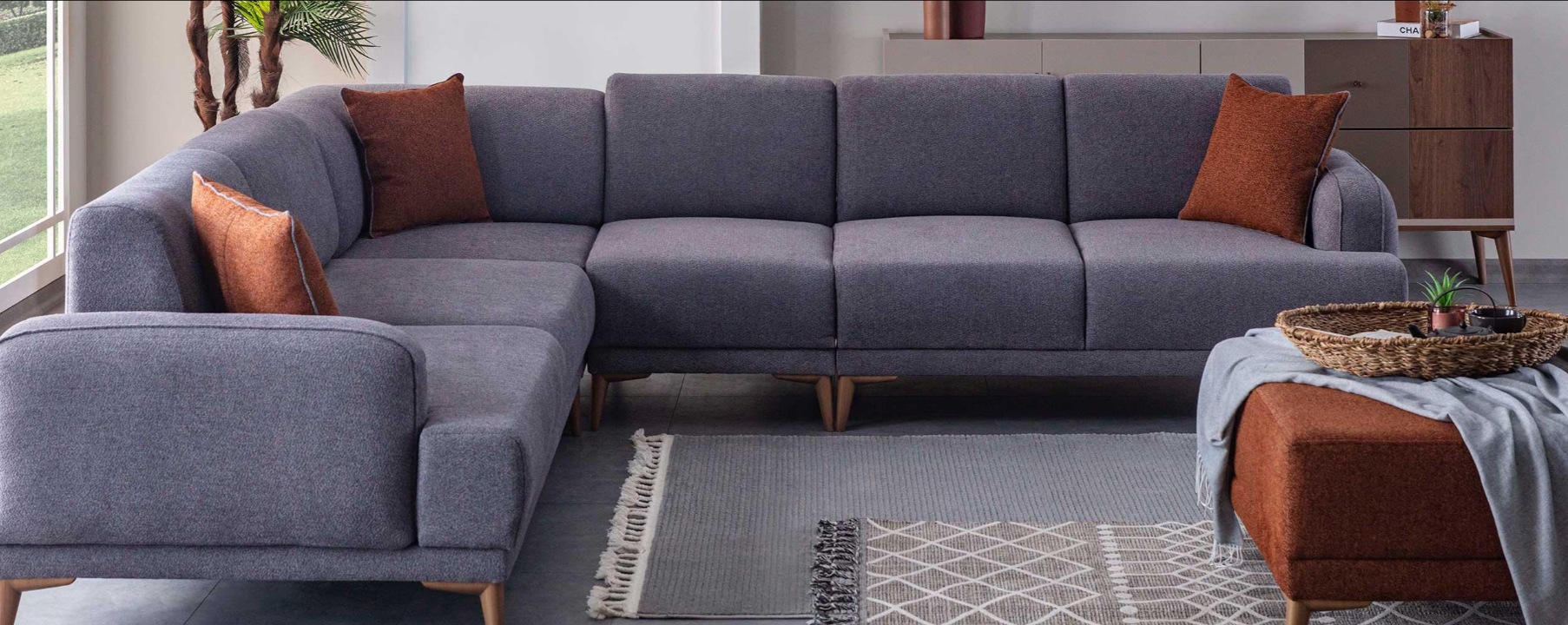 Модулен диван «Pastel» + декоративни възглавници, размери 200х78х290см