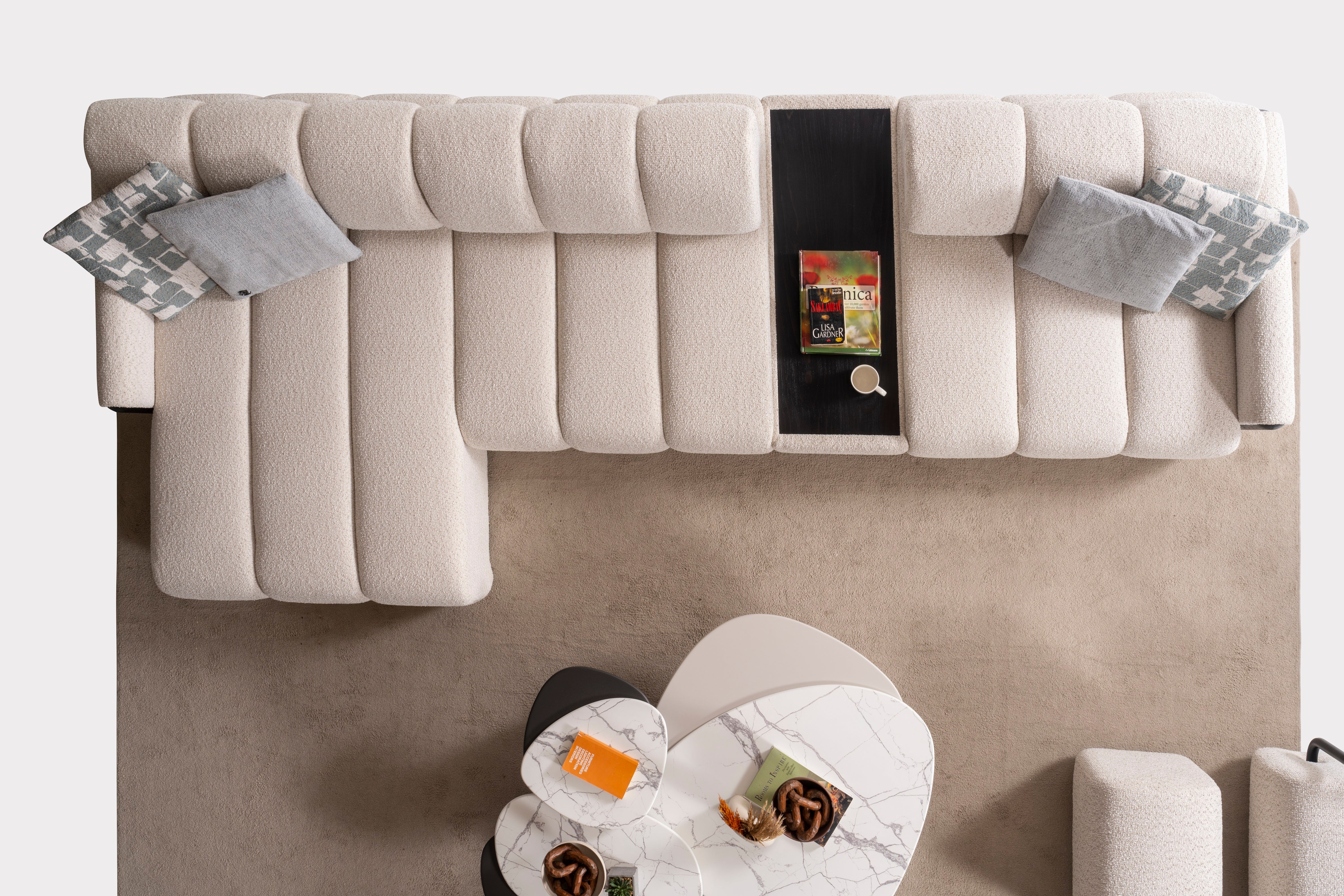 Модулен разтегателен диван «Rivian» + конзолна масичка, лежанка