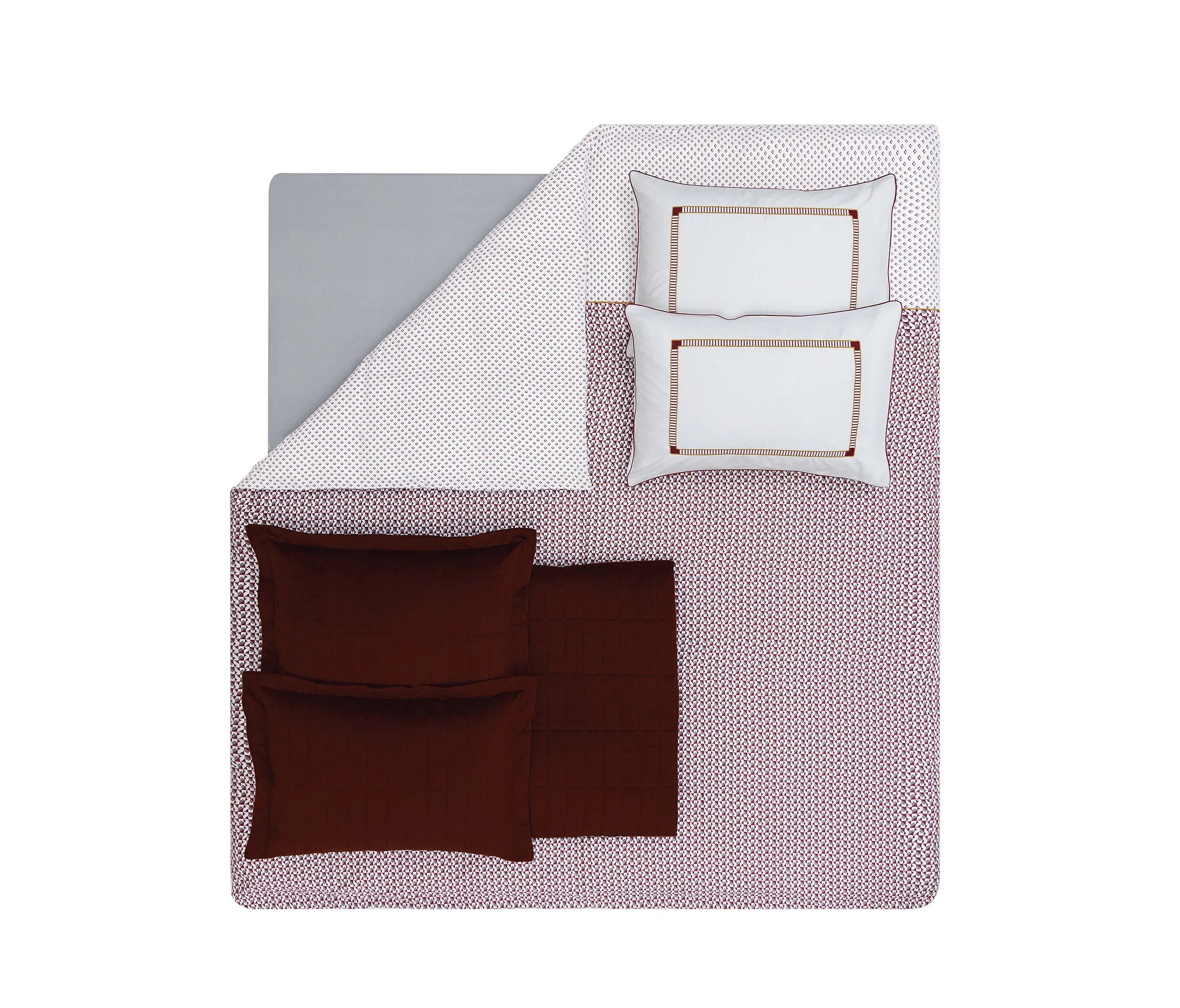 Двоен спален комплект «Rena Bordo» - 7 части, памучен сатен