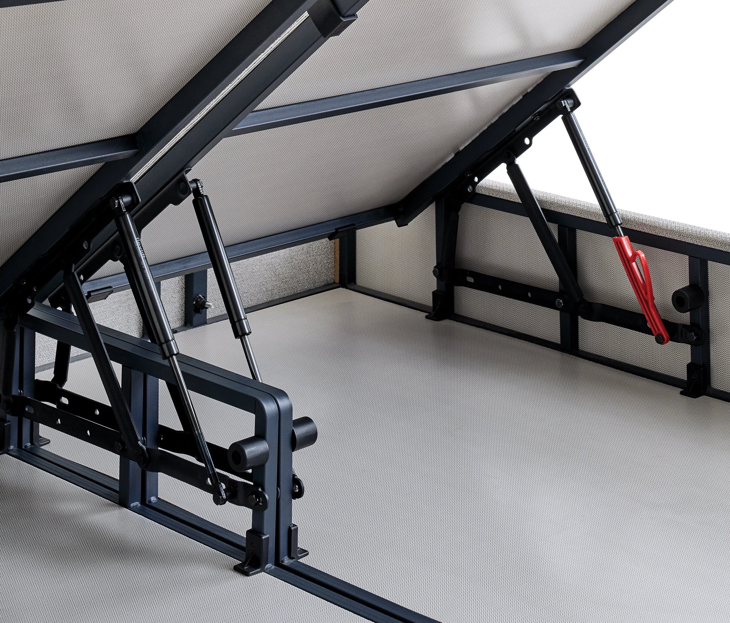 Тапицирана основа за легло «Ergonomic Air» с място за съхранение, повдигащ механизъм, система за безшумно затваряне